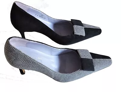 Van Dal Black Grey Size 4 Shoes Court Heel Grey Pointed Toe • £14.99