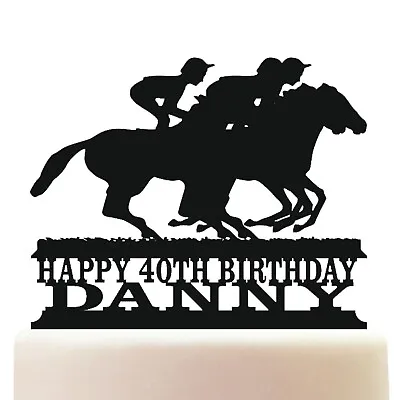 Personalised Acrylic Jockey Rider Horse Racing Birthday Cake Topper Decoration • £10.75