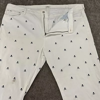 Polo Ralph Lauren Jeans Men 50x32 White Hampton Relaxed Straight Skull Print AOP • $35.95