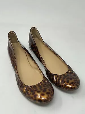 J. Crew 7 Tortoise Cece Patent Leather Ballet 49254 Flats Leopard Italy N55 • $18.80