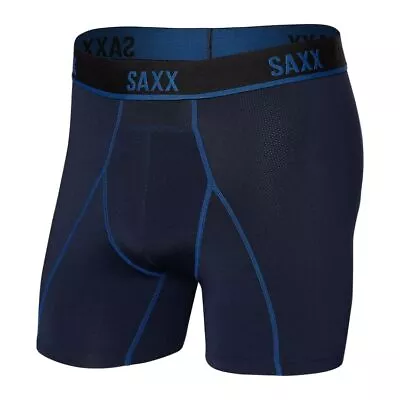 Saxx Kinetic Light-Compression Mesh Boxer Brief Men's Underwear Navy/City Blue • $38