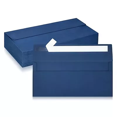 50 Pack #10 Business Envelopes Navy Blue Standard Envelopes Self Seal Letter ... • $15.88