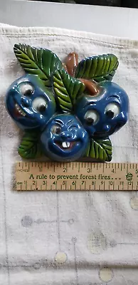 $19.99 • Buy VTG Anthropomorphic Fruit Chalkware 3D Plaques Whimsical Blueberries