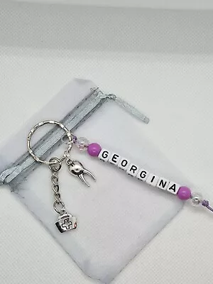 £3.77 • Buy Personalised Dental Nurse Keyring, Nurse Gifts,  Dentist, Medical Keyring