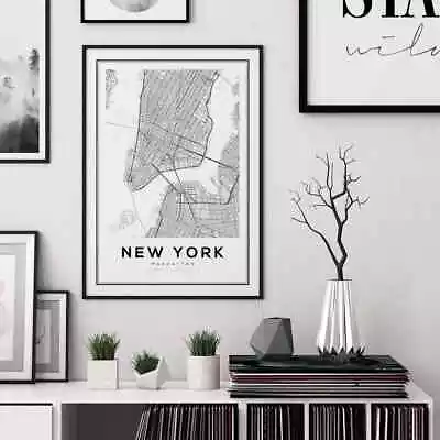 New York Map Print Manhattan Map NYC Map Print Art Poster Choose Your Size. • £23.85