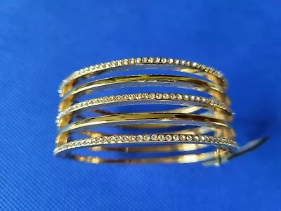 Vince Camuto Gold Tone 5 Strands Bracelet With Clear Rhinestones NEW With Tags • $14.99