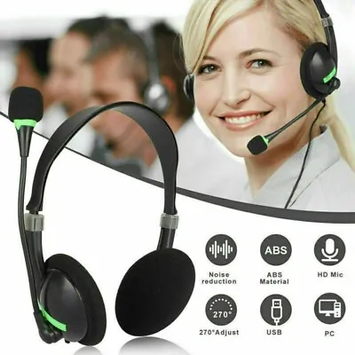 $17.68 • Buy USB Headphone With Microphone Noise Cancelling Headset For Skype PC Laptop