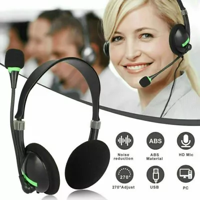 $17.68 • Buy USB Headphone With Microphone Noise Cancelling Headset For Skype PC Laptop