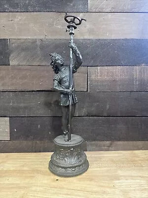 Antique Victorian Gold Cast Metal Figure Statue Lamp Parts Base • $249.99