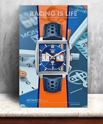 Tag Heuer Monaco SE / Steve McQueen Watch Print. Bold Graphic Art On Canvas • £90