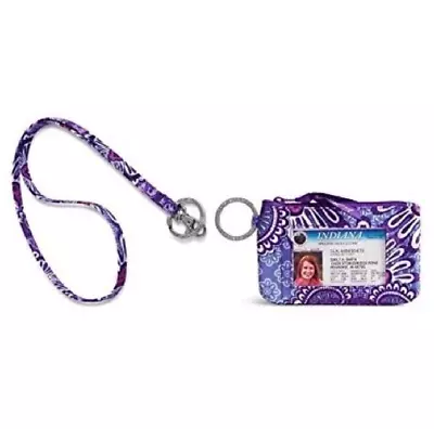 Vera Bradley Zip ID Case And Lanyard Set Lilac Tapestry School Work Badge Holder • $10.80