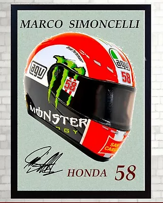 MARCO SIMONCELLI HELMET  Framed A4 Canvas Tribute Print  Signed    • $25.25