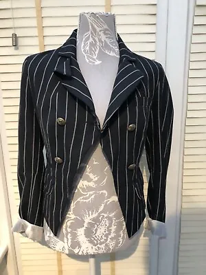 Topshop Ladies Navy Stripe Sailor Type Jacket Size 10 • £22
