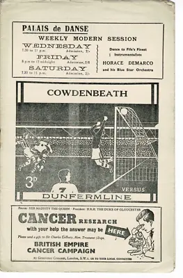 Cowdenbeath V Dunfermline Athletic 01 Jan 1958 League • £14.99