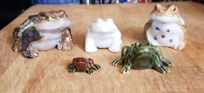 VTG Pottery Realistic Toad Frog Japanese  Garden Ceramic Figurines (5) • $35