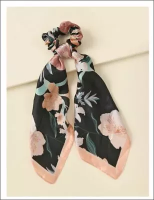 Scrunchie Scarf Ponytail Hair Tie Pink Floral With Multi-Functional Uses • $13.50