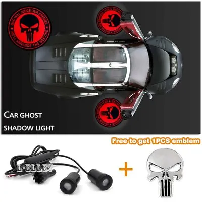 Red Punisher Car Door Projector Courtesy Ghost Shadow Light + 1 Punisher Emblem • $18.65
