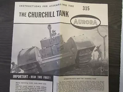 The Churchill Tank 1:48 Aurora 1960-70's Vintage Kit #315 No Box • $8.99