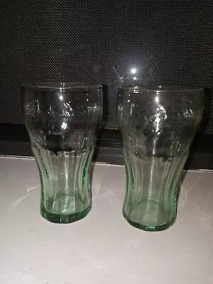 Two Mini Glass Coca Cola Bottles Green • $8.20