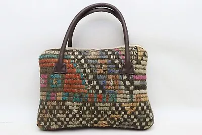 Kilim Bag Shoulder Bag Bohemian Bag 10x14  Fashion Bag Wool Leather Bag E 7 • $41.02