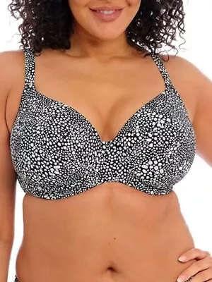 Elomi BLACK Plus Size Pebble Cove Plunge Bikini Swim Top US 44G UK 44F • $46.48