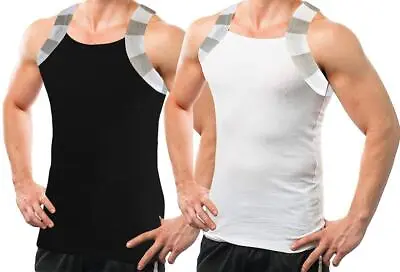 Different Touch 2 Pack Men Square Cut Two Tone Trim Tank Top • $24.99