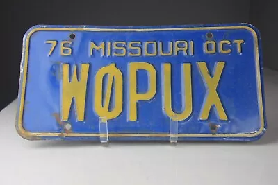 Oct 1976 Missouri License Plate W0PUX • $29.99