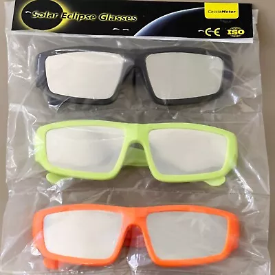 3PK Solar Eclipse View Plastic Glasses CE ISO Certified 2024 US STOCK 3 Color • $12.49