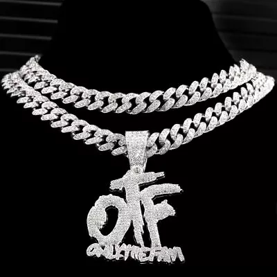 $26.98 • Buy Bling Iced Out OTF Letter Pendant Cuban Necklace For Women Men Shiny Rhinestone 