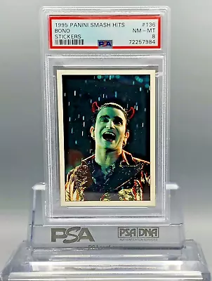 MACPHISTO | BONO U2 1995 Panini SMASH HITS STICKER CARD #136  PSA 8 NM-MT • $349