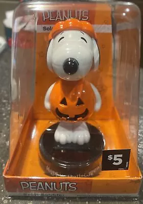 SNOOPY Peanuts Solar Bobble Head In Halloween Pumpkin Costume Good Christmas Gif • $6