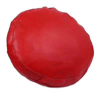 Genuine Leather Pillow Cover Throw Round Cushion Case Living Home Décor Red • $48.99