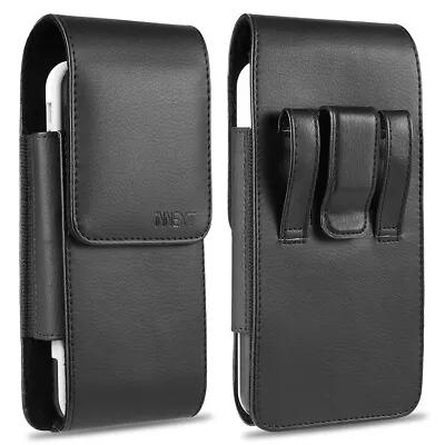 Vertical Leather Pouch Case Cover Belt Clip Holster For Large XL Phones Otterbox • $9.39