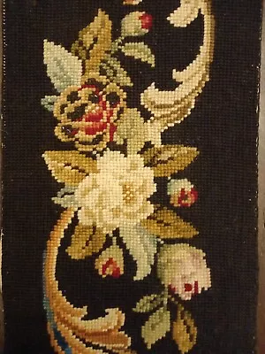£38 • Buy Long Antique Needlepoint Tapestry Floral Bell Pull?