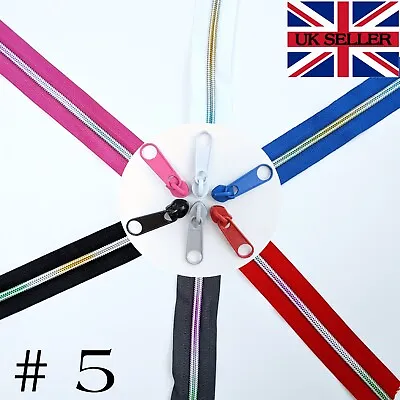 £2.60 • Buy Nylon Spiral Zipper With Rainbow Teeth Continuous Zip Chain-No5 Coil With Slider
