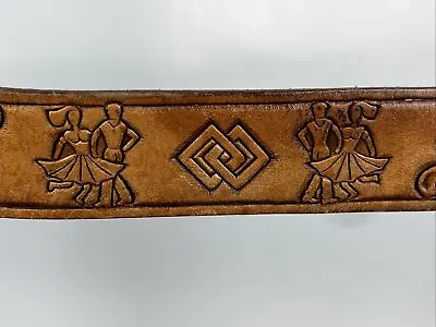 Vintage Tooled Leather Belt Square Dancing/Rockabilly Brown Belt ~US Made • $21.99