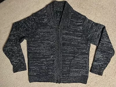 VINCE Wool YAK Blend FULL ZIP Black Mens Sweater CARDIGAN Jacket Marl XL • $110