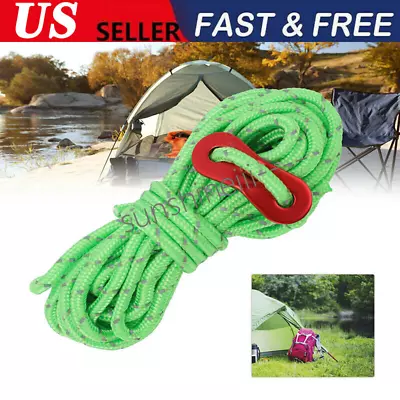 1/4/8pcs Guy 4m Rope Reflective Cord Lines With Runners Tent Camping Guide Green • $8.39