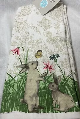 Martha Stewart Kitchen Towels (2) Bunny Rabbit Grass 100% Cotton Nwt • $14.95