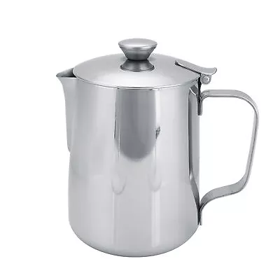 600ml Stainless Steel Milk Frothing Pitcher Jug With Lid For Latte Coffee Art • $22.79