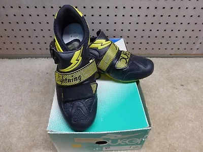 Vintage 1990's - NOS - Duegi  Lightning  - Leather/ Mesh Cycling Shoes - Size 38 • $116.62