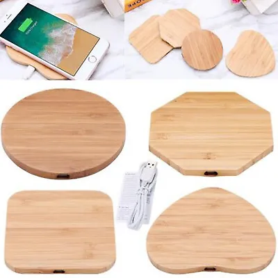 Fast Qi Wireless Charger Slim Wood Pad Charging Mat Dock Universal Models UK • £6.98