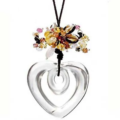 $505 Lalique Crystal Heart Coeur Ruban Pendant W/Quartz Citrine Pearls  7787800 • £289.26