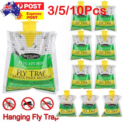 3-10x Fly Catching Bag Fast Results For Outdoor Disposable Fly Trap Pest Control • $6.64