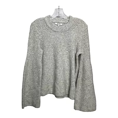 MADEWELL Crew Neck Pullover Sweater Bell Sleeves Gray Size XS Merino Wool Blend • $22