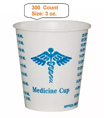 300 Cup Solo Graduated Medicine Cups 3 Oz. Medical Print Wax Coated Paper Cups • $41.99