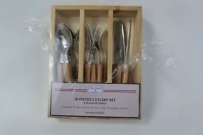 Laguiole Cutlery Set Olive Wood 18 Piece/6 Place Settings  One Knife Missing • £185