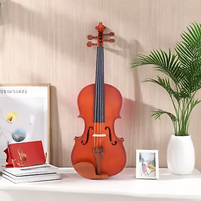 Solid Wood Matte 1/2 Natural Acoustic Violin Set W/ Shoulder Rest & Tuner • $50.99