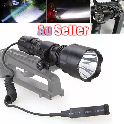 5000LM T6LED Tactical Hunting Flashlight Torch Gun Rifle Light Scope Mount White • $20.89