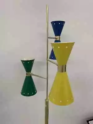 1950's Brass Vintage Diabolo Tripod Floor Lamp Brass Spotlight Sputnik Studio • $409.60